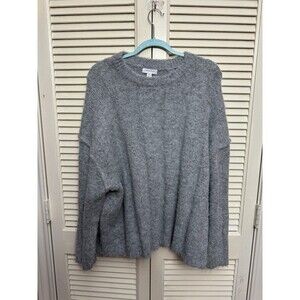 Topshop knit vertical rib crew oversized sweater in gray Size S